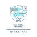 Task start and end dates turquoise concept icon Royalty Free Stock Photo