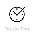 Task in Time icon. Editable Vector Outline