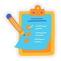 Task todo list pen clipboard job mission work duty project single isolated icon with sticker outline cut style