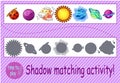 logical tasks. find the right shadow from the planet. Royalty Free Stock Photo