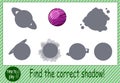 logical tasks. find the right shadow from the planet. Royalty Free Stock Photo