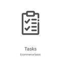 tasks icon vector from ecommerce basic collection. Thin line tasks outline icon vector illustration. Linear symbol for use on web