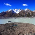 New Zealand attraction, Tasman Glacier under blue Royalty Free Stock Photo