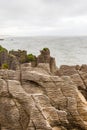 On the Tasman Sea View. Pancake Rocks. Paparoa national park, South Island, New Zealand Royalty Free Stock Photo