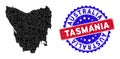 Tasmania Island Map Triangle Mesh and Distress Bicolor Seal