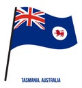 Tasmania Tas Flag Waving Vector Illustration on White Background. States Flag of Australia