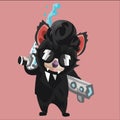 tasmanian devil secret agent. Vector illustration decorative design Royalty Free Stock Photo