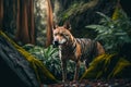 Tasmanian Tiger, large carnivorous marsupial, extinct animal, Generative AI