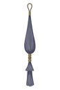 Tassel fringe accessory icon. Leather trinket, handbag embelishments or fashion key chain. Textile zipper. Isolated