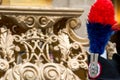 the tassel of a italian carabineer high uniform on blur background