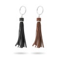 Tassel key ring isolated on white background. Fashion leather key chain for decoration. Clipping paths object Royalty Free Stock Photo