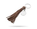 Tassel key ring isolated on white background. Fashion leather key chain for decoration. Clipping paths object Royalty Free Stock Photo