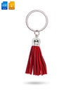 Tassel key ring isolated on white background. Fashion leather key chain for decoration. Clipping paths object Royalty Free Stock Photo
