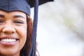 The tassel was worth the hassle. Portrait of a young woman on graduation day. Royalty Free Stock Photo