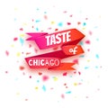 Taste of Chicago banner. Red ribbon with title Royalty Free Stock Photo