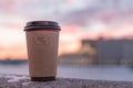 Taste of the city. Coffee. Sunset in the city