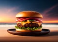 Ai Generative Taste the Classic Flavor of a Fast Food Cheese Burger Royalty Free Stock Photo