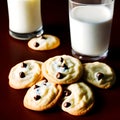 taste and delicious cookies and milk on morning table