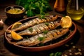 Taste of the Sea: Grilled Mackerel infused with Olive Oil, Lemon, and Aromatic Herbs