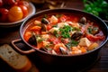 Taste of Tuscany: Cacciucco, A Traditional Tuscan Fish Stew with Fresh Seafood and Tomatoes