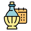 Taste wine bottle icon vector flat