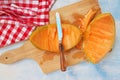 Tasteful fresh melon fruit slices on the table