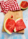 Tasteful fresh watermelon fruit slices on the table