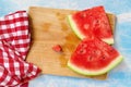 Tasteful fresh watermelon fruit slices on the table