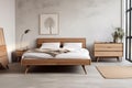 Tasteful Scandinavian bedroom furniture. Generate AI