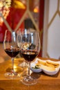 Tasting of different rioja wines, visit of winery cellars, Rioja wine making region, Spain Royalty Free Stock Photo