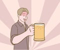 Tasting fresh brewed beer. Handsome young male tasting fresh beer. Royalty Free Stock Photo
