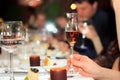 Evening cognac tasting in the restaurant Royalty Free Stock Photo