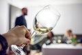 Tasting white wine Royalty Free Stock Photo