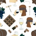 Tasting wine icons pattern Royalty Free Stock Photo