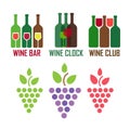 Tasting wine icons. Wine and sommelier icons Royalty Free Stock Photo