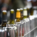 Tasting wine, Row of vintage wine bottles in a wine cellar