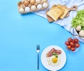 Tastu fried egg in plate with bacon Royalty Free Stock Photo