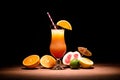 tasty alcohol drink with orange juice and orange slice