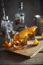 Tasty alcoholic old fashioned cocktail.