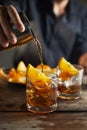 Tasty alcoholic old fashioned cocktail.