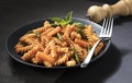 Tasty appetizing classic pasta with tomato sauce