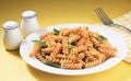 Tasty appetizing classic pasta with beutifull background