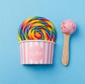 Tasty Appetizing Fake Lollypop Ice Cream on Bright Background