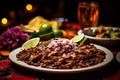 Tasty and appetizing traditional mexican mole poblano dish for sale on photo stock
