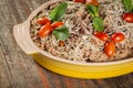 Tasty and aromatic lamb or lamb biriyani with basmati rice Royalty Free Stock Photo