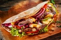 Tasty Asian cuisine with a fresh doner kebab Royalty Free Stock Photo