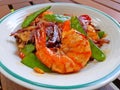 Seafood shrimp stir fried vegetable Royalty Free Stock Photo