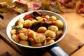 Tasty autumn recipe with gnocchi and mushrooms