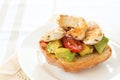 Tasty avocado, tomato and chicken bruschetta Royalty Free Stock Photo