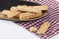 Tasty Baked Cheese Breadsticks; On White Background